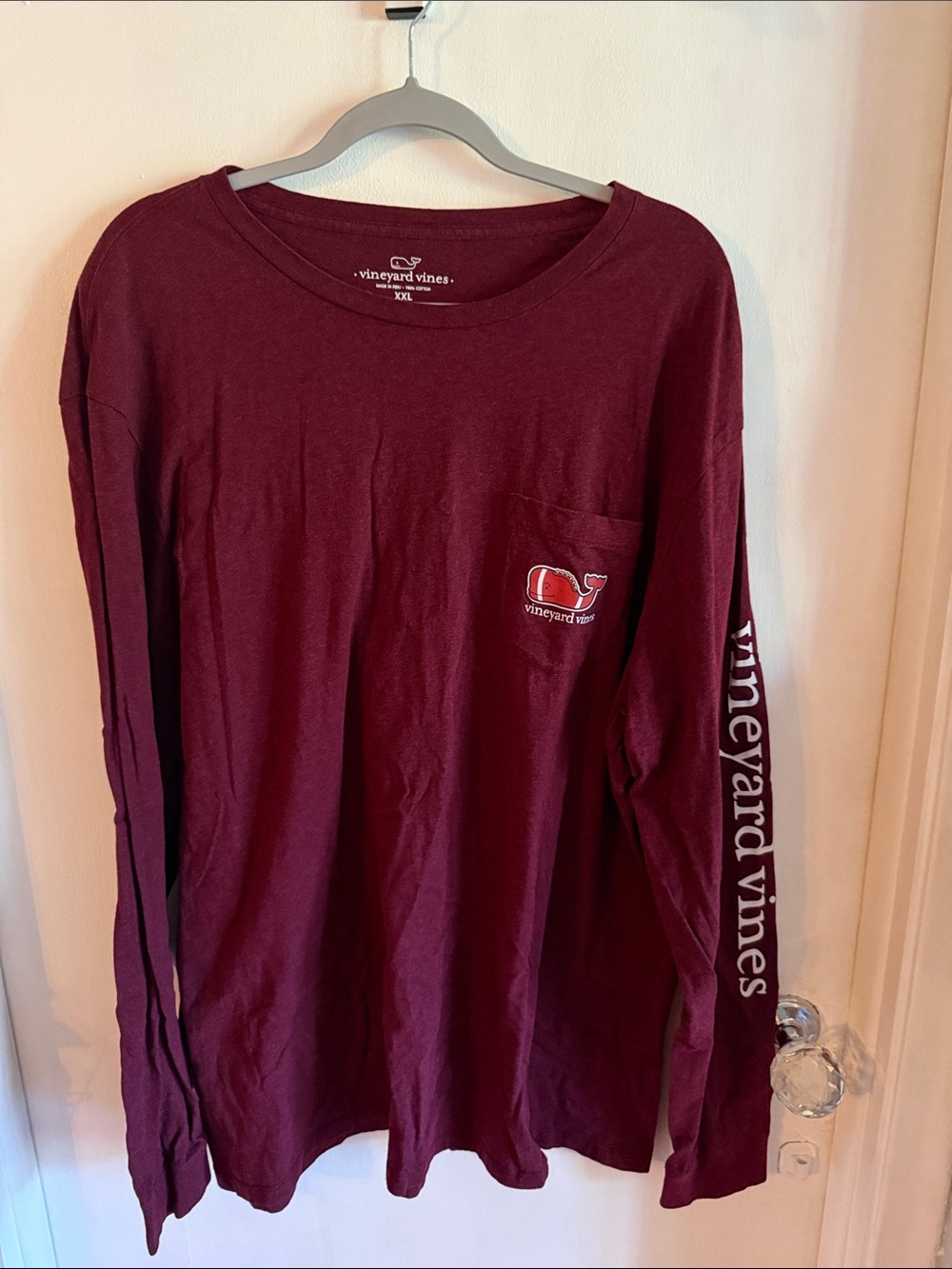 Vineyard Vines Maroon Long Sleeve Pocket Tee